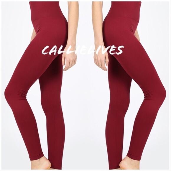S/M Miz Seamless High Waist Burgundy Wine Leggings Small Medium Callie Zenana - Picture 2 of 11